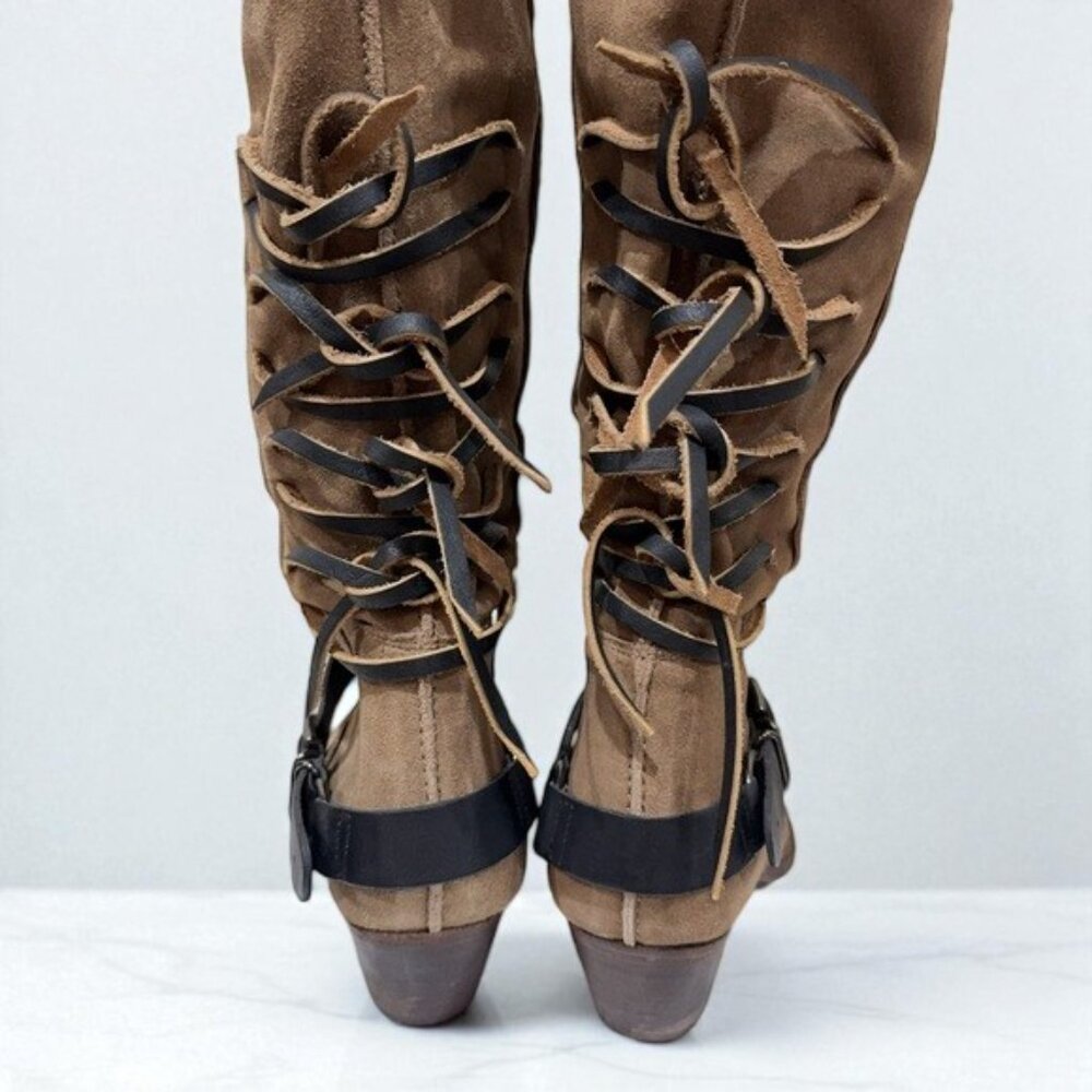 NIB Free People TAUPE Lace Sway Low Slouchy Boot - Picture 9 of 14